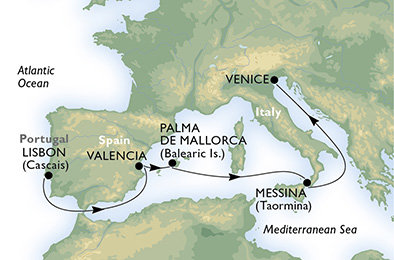 Portugalsko, Španělsko, Itálie z Lisabonu na lodi MSC Musica