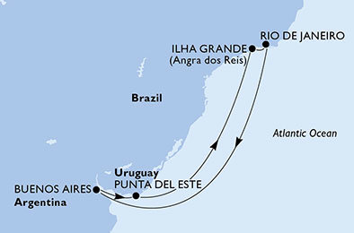 Brazílie, Argentina, Uruguay z Rio de Janeira na lodi MSC Fantasia