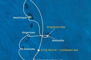 Guadeloupe, , Trinidad a Tobago, Grenada, Svatý Vincenc a Grenadiny, Barbados, Martinik z Pointe-à-Pitre, Guadeloupe na lodi Costa Fortuna