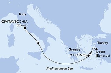 Itálie, Řecko, Turecko z Civitavecchia na lodi MSC Divina