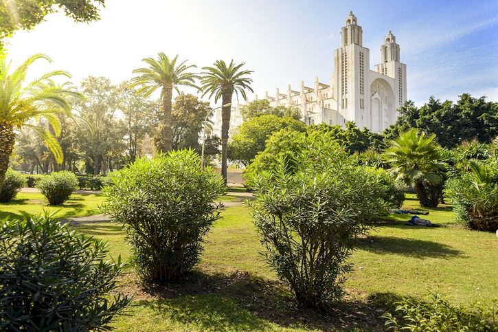 Casablanca - Pohled na mešitu se dvěma minarety v Casablance