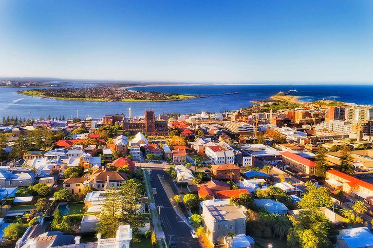 Pohled na město Newcastle, Austrálie
