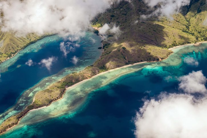Pohled na Ostrov Komodo, Indonésie