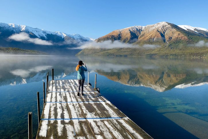 Jezero a hory v Nelsonu, Nový Zéland