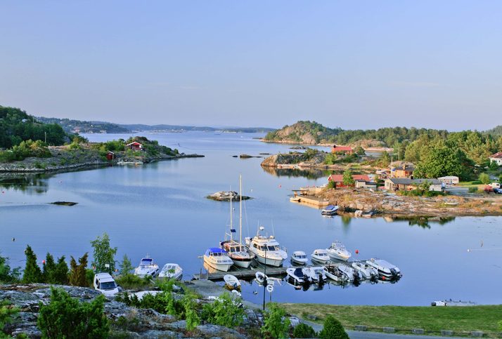 Pohled na přístavní město Kristiansand, Norsko