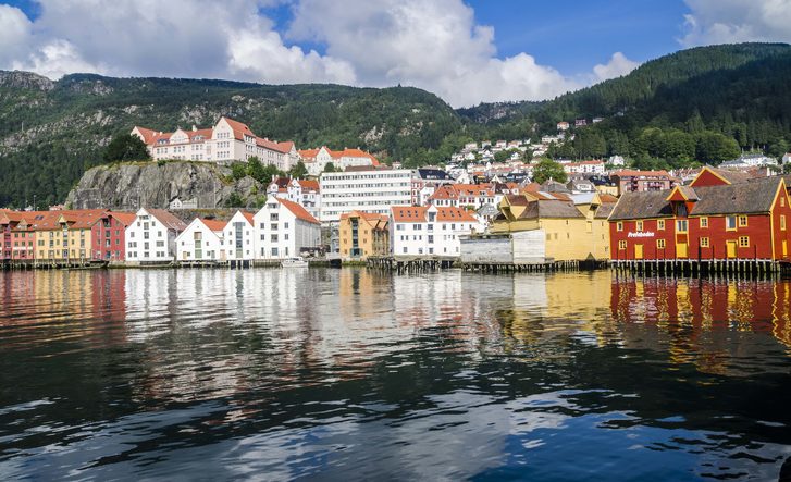 Pohled na historické domy v Bergenu