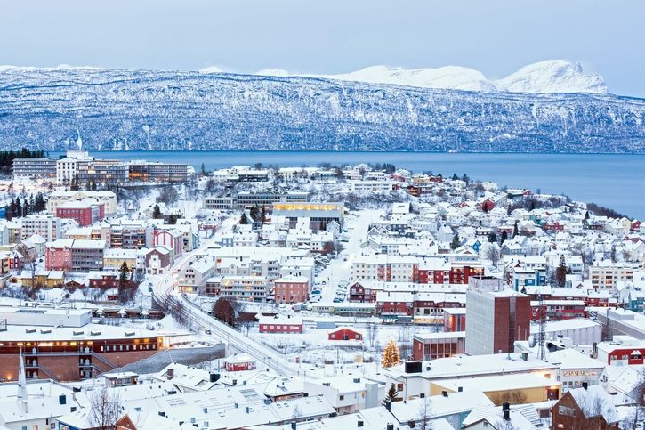Narvik - Pohled na Narvik v zimním období  