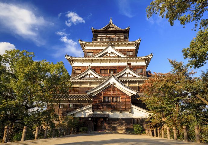 Hirošimský hrad v Hirošimě, Japonsko