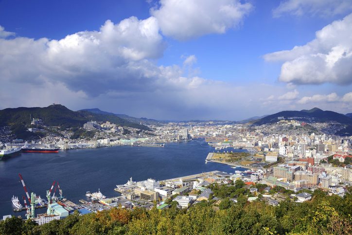 Pohled na japonské město Nagasaki