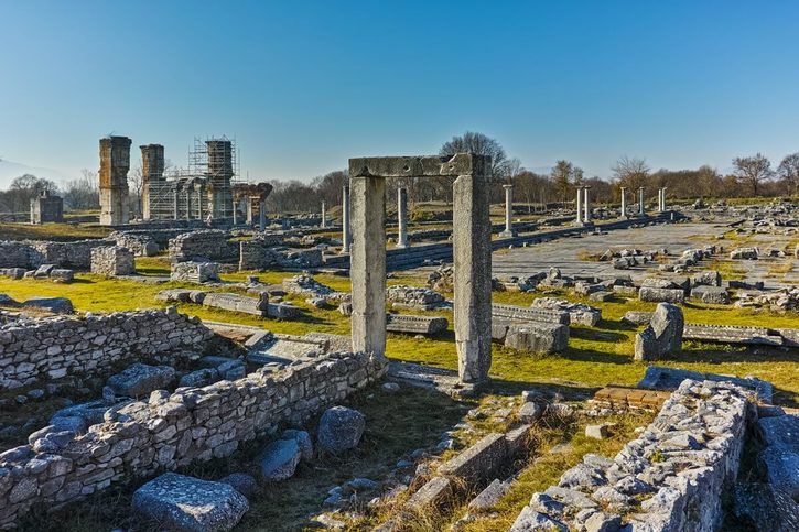Kavala - Ruiny vchodu v archeologické oblasti starověkých Philippi