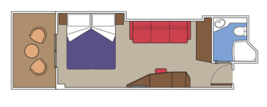 Čtyřlůžková kajuta s balkonem, plánek - MSC Grandiosa