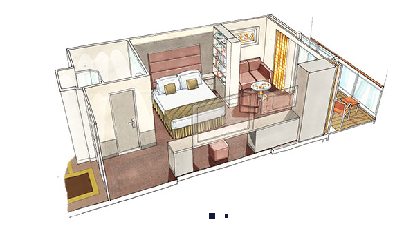 Pětilůžkové Apartmá Deluxe Suite (YC1), nákres - MSC Seashore