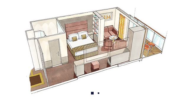 Pětilůžkové Apartmá Grand Suite (YCP), nákres - MSC Seashore