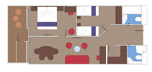 Šestilůžkové Apartmá Grand Suite se dvěma ložnicemi (SD3), plánek - MSC Seashore