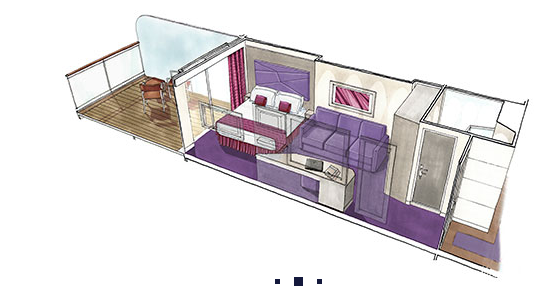 Čtyřlůžkové Apartmá (S3, S2), nákres - MSC Seaside