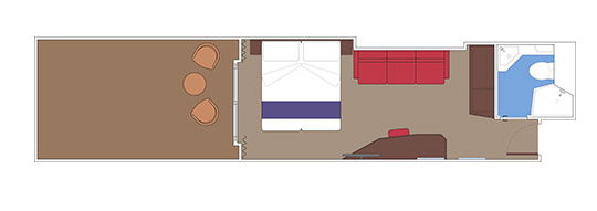 Čtyřlůžkové Apartmá (S3, S2), plánek - MSC Seaside