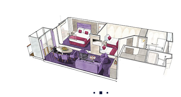 Pětilůžkové Apartmá Grand Suite se dvěma ložnicemi (SD3), nákres - MSC Seaview