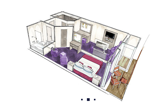 Čtyřlůžkové Apartmá Grand Suite (SE3), nákres - MSC Seaview