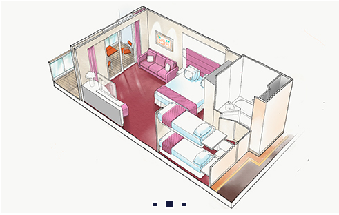 Šestilůžkové Apartmá (S2), nákres - MSC Virtuosa