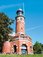 Krásný historický cihlový maják v Kielu, Německo