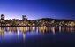 Pohled na večerní hlavní město Wellington, Nový Zéland