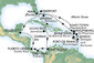 USA, Antigua a Barbuda, Svatý Kryštof a Nevis, Francie, Nizozemsko, Velká Británie, Bahamy, Jamajka, Kolumbie, Panama, Kostarika, Belize z Miami na lodi MSC Divina