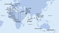 Australie, Singapur, Malajsie, Thajsko, Srí Lanka, Maledivy, Spojené arabské emiráty, Omán, Jordánsko, Egypt, Řecko, Itálie, Francie, Španělsko, Portugalsko, Velká Británie, Německo na lodi MSC Magnifica