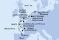Velká Británie, Německo, Nizozemsko, Francie, Španělsko ze Southamptonu na lodi MSC Euribia