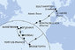 Velká Británie, Francie, Portugalsko, Barbados, Svatý Kryštof a Nevis, Antigua a Barbuda, Dominika, Martinik ze Southamptonu na lodi MSC Virtuosa