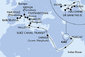 Katar, Spojené arabské emiráty, Omán, Egypt, Malta, Itálie, Francie, Španělsko z Dohy na lodi MSC World Europa
