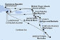 Martinik, Antigua a Barbuda, Zámořské území Velké Británie, Dominikánská republika, Svatý Kryštof a Nevis, Svatý Martin, Barbados z Fort-de-France, Martinik na lodi MSC Opera
