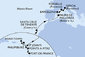 Martinik, Guadeloupe, Svatý Martin, Britské Panenské ostrovy, Antigua a Barbuda, Tenerife, Mallorca, Španělsko, Francie, Itálie z Fort-de-France na lodi MSC Seaview