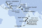 Jihoafrická republika, Reunion, Mauricius, Madagaskar, Seychely, Jordánsko, Egypt, Řecko, Kréta, Chorvatsko, Itálie, Černá Hora z Durbanu na lodi MSC Armonia