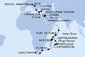 Jihoafrická republika, Reunion, Mauricius, Madagaskar, Seychely, Jordánsko, Egypt, Řecko, Chorvatsko, Itálie z Kapského Města na lodi MSC Armonia