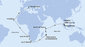 Singapur, Malajsie, Seychely, Mauricius, Reunion, Jihoafrická republika, Namibie, Kapverdy, Itálie ze Singapuru na lodi MSC Magnifica