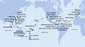 Itálie, Francie, Španělsko, Portugalsko, Barbados, Grenada, Curacao, Kolumbie, Kostarika, Panama, Guatemala, Mexiko, USA, Americká Samoa, Samoa, Fidži, Nový Zéland, Austrálie, Filipíny, Tchaj-wan, Japonsko, Jižní Korea, Čína, Vietnam, Singapur z Janova na lodi MSC Magnifica