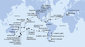 Argentina, Zámořské území Velké Británie, Chile, Francouzská Polynésie, Cookovy ostrovy, Nový Zéland, Austrálie, Nová Kaledonie, Vanuatu, Samoa, Americká Samoa, USA, Mexiko, Kostarika, , Panama, Dominikánská republika, Britské Panenské ostrovy, Svatý Martin, Španělsko, Itálie z Buenos Aires na lodi MSC Magnifica