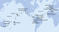 Austrálie, Nová Kaledonie, Vanuatu, Samoa, Americká Samoa, USA, Mexiko, Kostarika, , Panama, Dominikánská republika, Britské Panenské ostrovy, Svatý Martin, Španělsko, Itálie, Francie ze Sydney na lodi MSC Magnifica
