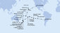 Chile, Zámořské území Velké Británie, Francouzská Polynésie, Cookovy ostrovy, Nový Zéland, Austrálie, Nová Kaledonie, Vanuatu, Samoa, Americká Samoa, USA z Valparaisa na lodi MSC Magnifica