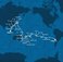 Chile, Zámořské území Velké Británie, Francouzská Polynésie, Zámořské společenství Francie, Samoa, Tonga, Fidži, Vanuatská republika, Nová Kaledonie, Austrálie, Papua Nová Guinea, Japonsko, Jižní Korea, Tchaj-wan, Čína, Vietnam, Singapur z Valparaisa na lodi Costa Deliziosa