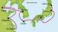 Východočínským mořem ze Šanghaje přes Jižní Koreu až do Tokia