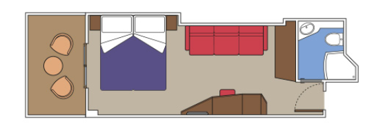 Čtyřlůžková kajuta s balkonem, plánek - MSC Meraviglia