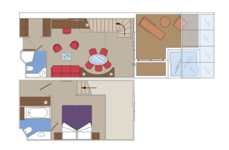 Čtyřlůžkové Apartmá Duplex (YCD), plánek - MSC Virtuosa
