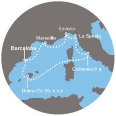 Itálie, Španělsko, Francie z Barcelony na lodi Costa Diadema