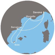 Itálie, Španělsko, Francie ze Savony na lodi Costa Pacifica