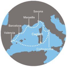 Itálie, Francie, Španělsko z Cagliari na lodi Costa Pacifica
