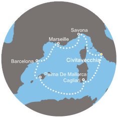 Itálie, Francie, Španělsko z Civitavecchia na lodi Costa Diadema