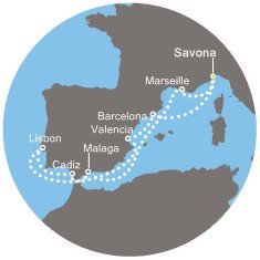 Francie, Španělsko, Portugalsko, Itálie ze Savony na lodi Costa Favolosa