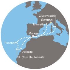 Itálie, Francie, Španělsko, Portugalsko ze Savony na lodi Costa Pacifica