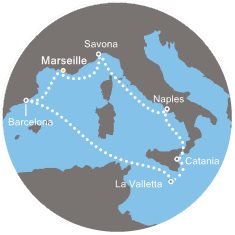 Itálie, Malta, Španělsko, Francie z Marseille na lodi Costa Fascinosa